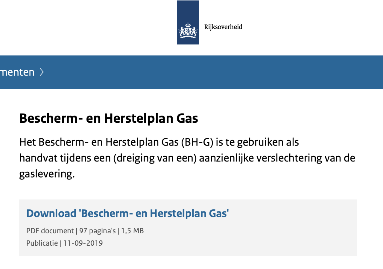 Bescherm- en herstelplan Gas - Rijksoverheid.